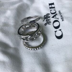 Coach Silver Three Stackable Ring Set